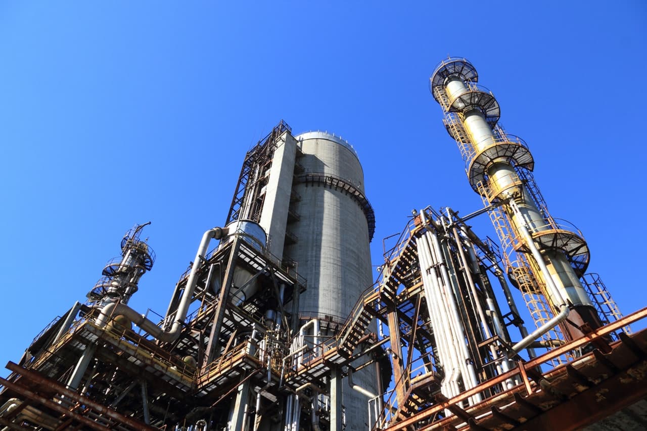Industrial plant against a blue sky